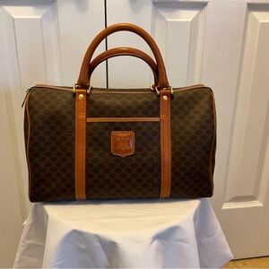 Celine Boston Bag with Tan Leather Trim